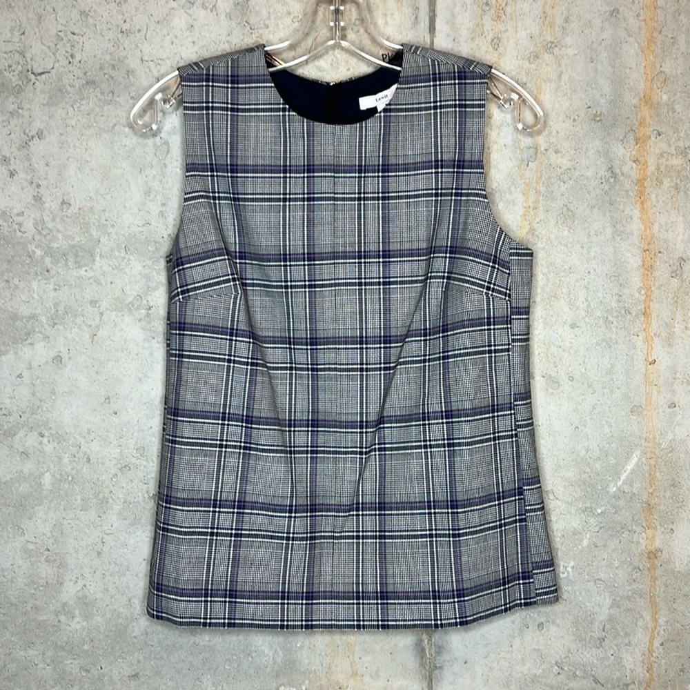 Lewit Top Size 6 plaid‎ purple gray blue black